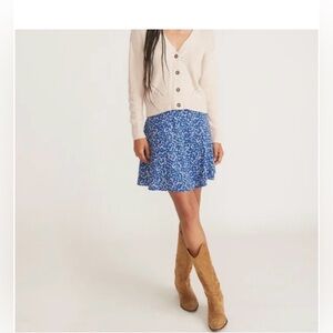 Marine Layer Bonnie Mini Skirt NWT Size 10 Blue Ditsy Floral Cottagecore
